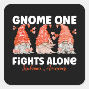 Leukaemia Cancer Orange Ribbon Gnome Square Sticker