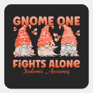 Leukaemia Cancer Orange Ribbon Gnome Square Sticker