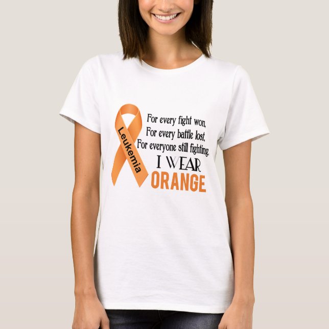 Leukaemia Cancer Orange Ribbon t-shirt (Front)