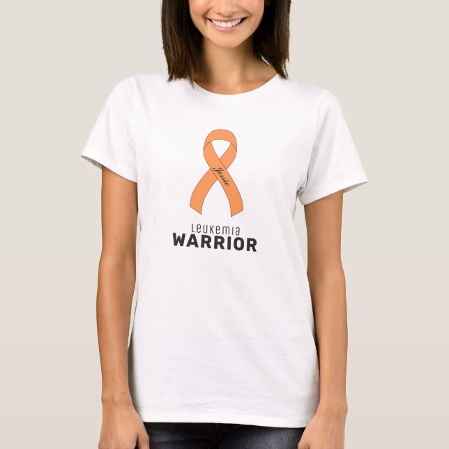 Leukaemia Cancer Ribbon White T-Shirt (Front)