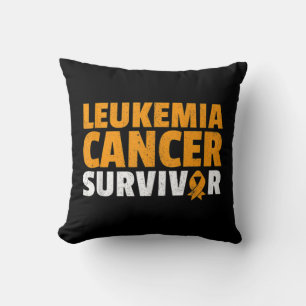 Leukaemia Cancer Survivor Orange Ribbon Awareness Cushion