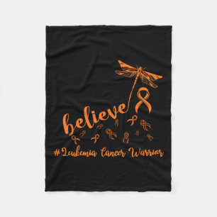 Leukaemia Cancer Warrior Dragonfly Believe Hope  Fleece Blanket