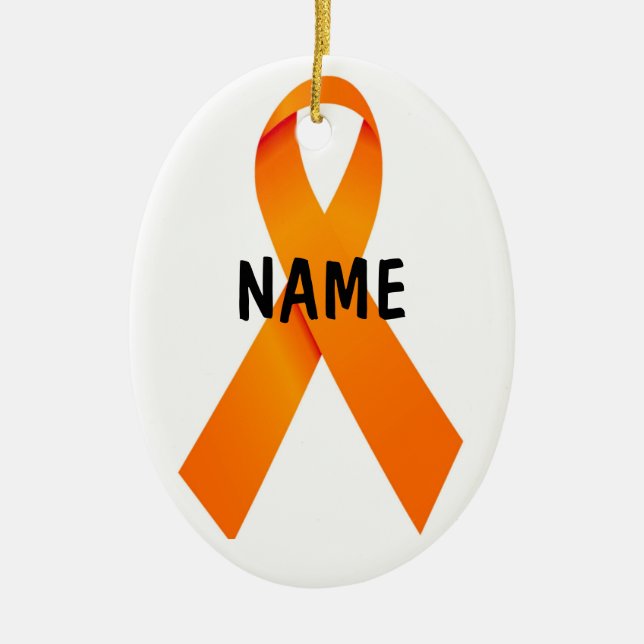 Leukaemia Christmas Ribbon Ceramic Tree Decoration (Front)