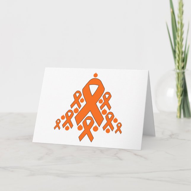 Leukaemia Christmas Ribbon Tree Holiday Card (Front)
