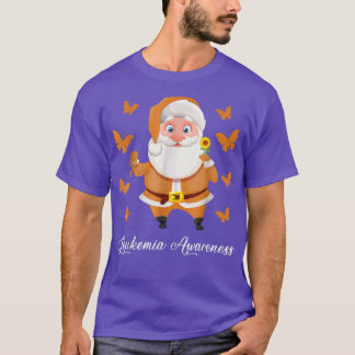 Leukaemia Christmas Santa Claus Leukaemia Butterfl T-Shirt