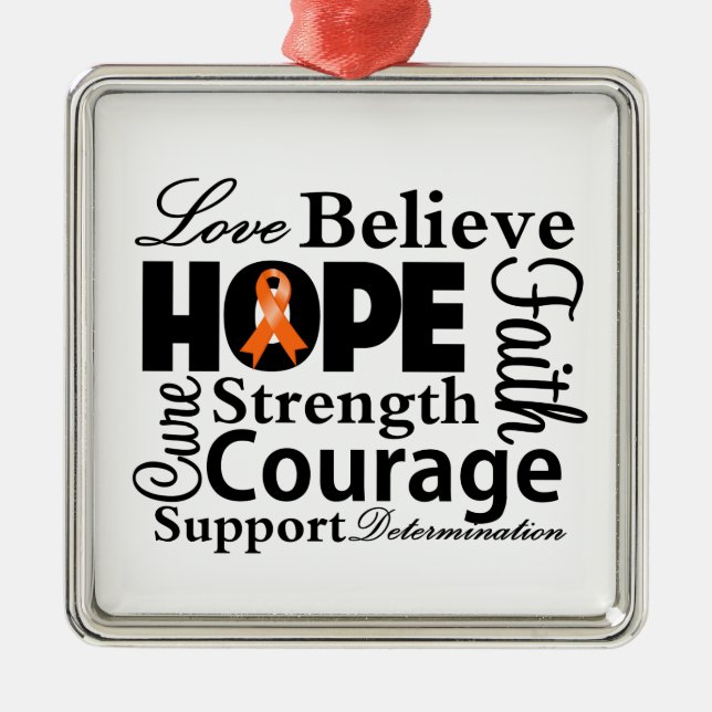 Leukaemia Collage of Hope Metal Tree Decoration (Front)