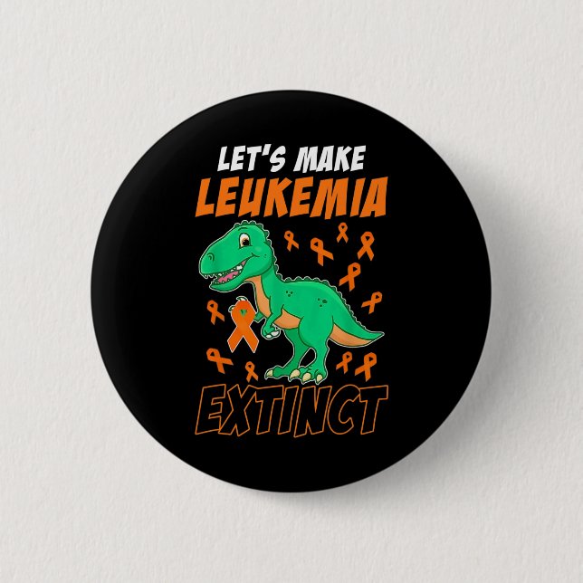 Leukaemia Dinosaur Orange Ribbon Haematologist Rep 6 Cm Round Badge (Front)