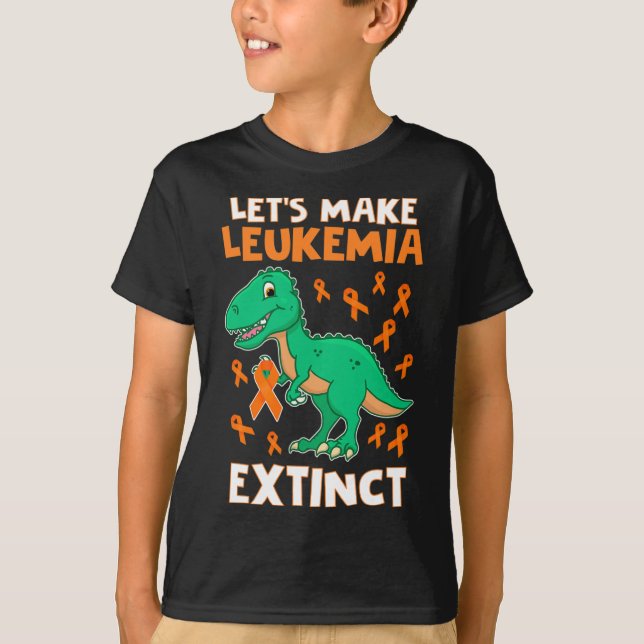 Leukaemia Dinosaur Orange Ribbon Haematologist Rep T-Shirt (Front)