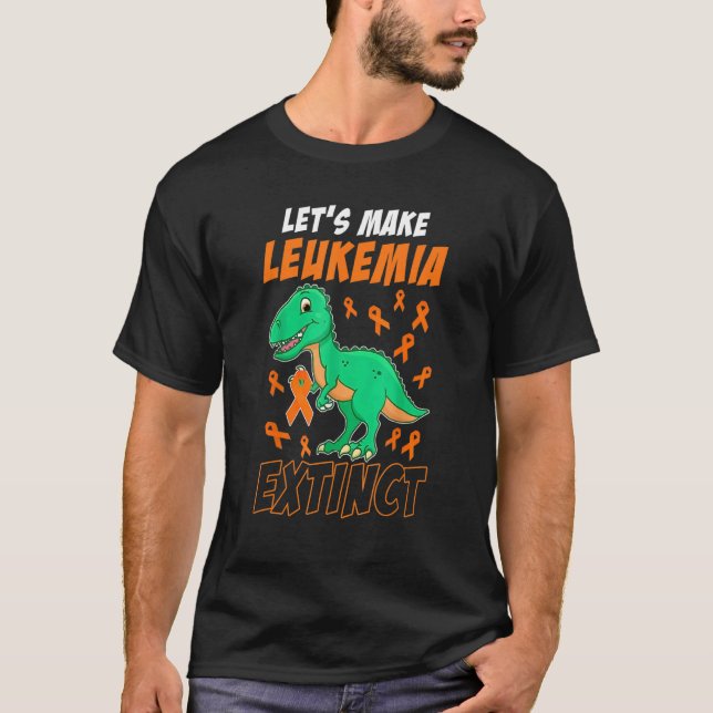 Leukaemia Dinosaur Orange Ribbon Haematologist Rep T-Shirt (Front)