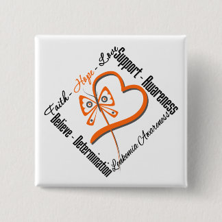 Leukaemia Faith Hope Love Butterfly 15 Cm Square Badge