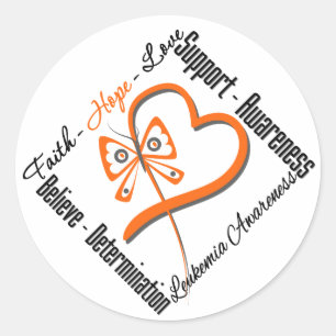 Leukaemia Faith Hope Love Butterfly Classic Round Sticker