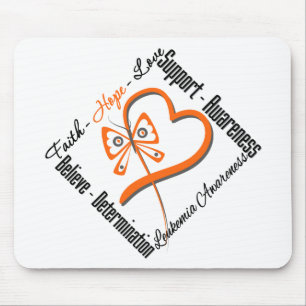Leukaemia Faith Hope Love Butterfly Mouse Mat