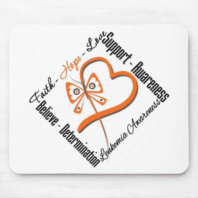 Leukaemia Faith Hope Love Butterfly Mouse Mat (Front)