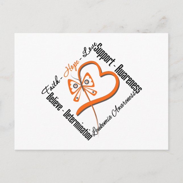 Leukaemia Faith Hope Love Butterfly Postcard (Front)