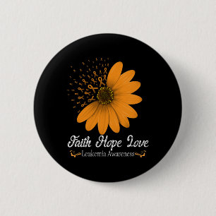 Leukaemia Faith Hope Love Orange Ribbon Blood Canc 6 Cm Round Badge