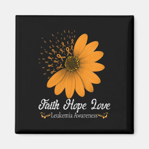 Leukaemia Faith Hope Love Orange Ribbon Blood Canc Magnet