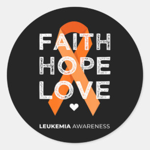 Leukaemia Faith Hope Love Orange Ribbon Leukaemia  Classic Round Sticker