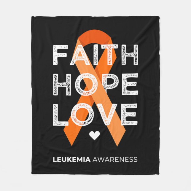 Leukaemia Faith Hope Love Orange Ribbon Leukaemia  Fleece Blanket (Front)