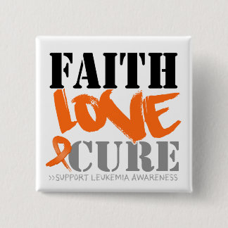 Leukaemia Faith Love Cure 15 Cm Square Badge