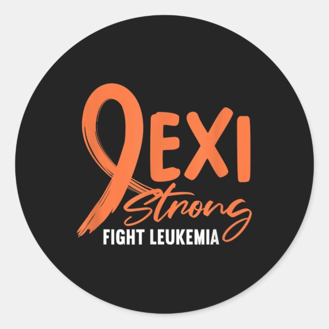Leukaemia Fighter Exi Strong Fight Leukaemia Orang Classic Round Sticker (Front)