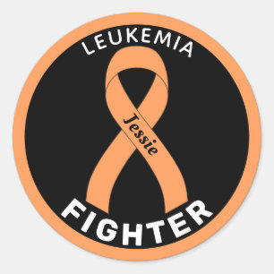 Leukaemia Fighter Ribbon Black Round Sticker