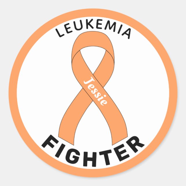 Leukaemia Fighter Ribbon White Round Sticker (Front)
