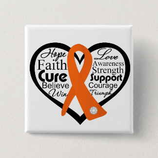 Leukaemia Heart Ribbon Collage 15 Cm Square Badge