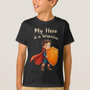 Leukaemia Hero Brave Warrior Orange Cape Shield Of T-Shirt