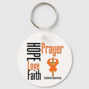 Leukaemia Hope Love Faith Prayer Cross Key Ring