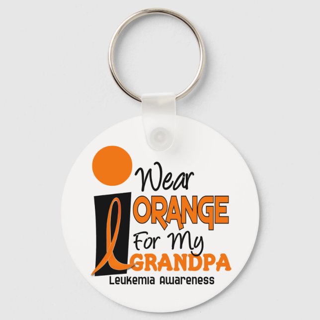 Leukaemia I WEAR ORANGE FOR MY GRANDPA 9 Key Ring (Front)