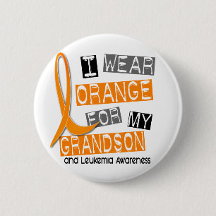 Leukaemia I Wear Orange For My Grandson 37 6 Cm Round Badge