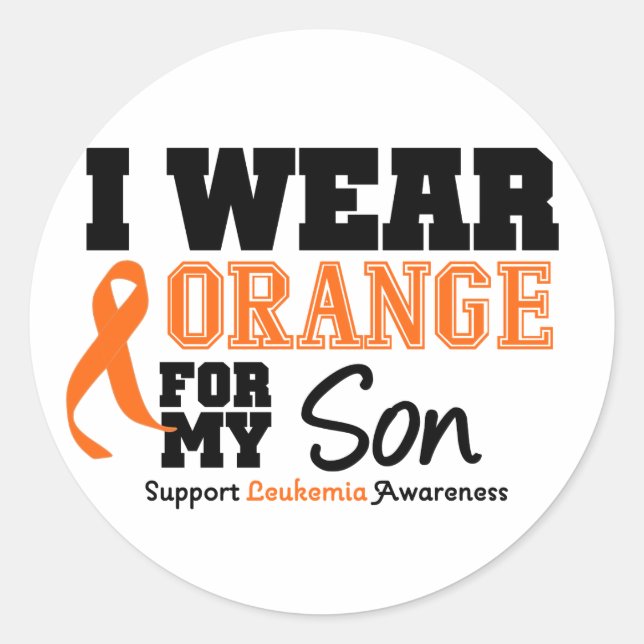 Leukaemia I Wear Orange For My Son Classic Round Sticker (Front)