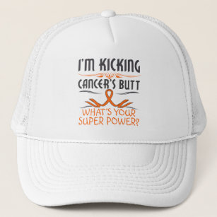 Leukaemia Kicking Cancer Butt Super Power Trucker Hat