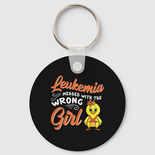 Leukaemia Messed With The Wrong Girl Chick Awarene Key Ring (Front)