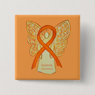 Leukaemia Orange Awareness Ribbon Angel Art Pins