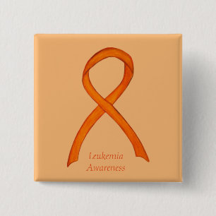 Leukaemia Orange Awareness Ribbon Custom Art Pins