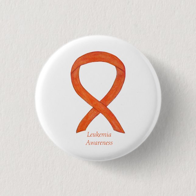 Leukaemia Orange Awareness Ribbon Custom Art Pins (Front)