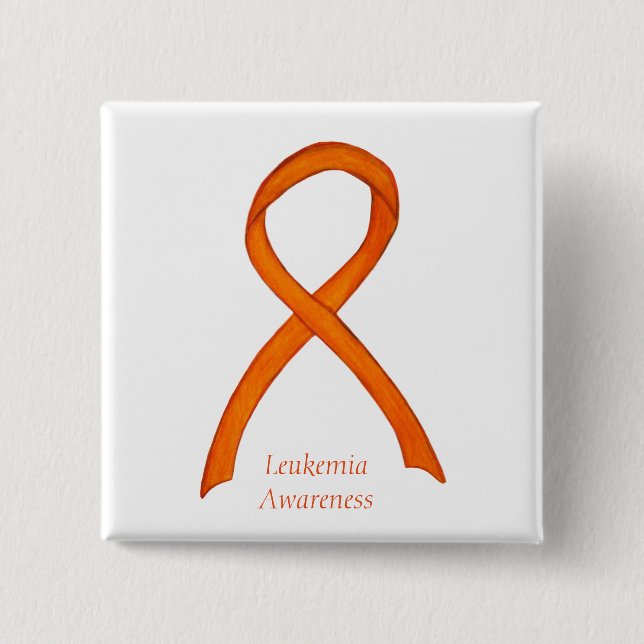 Leukaemia Orange Awareness Ribbon Custom Art Pins (Front)