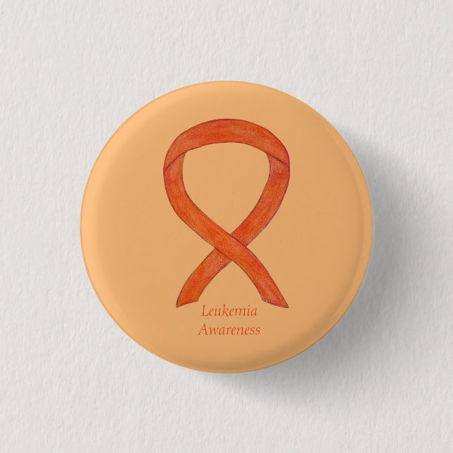 Leukaemia Orange Awareness Ribbon Custom Art Pins (Front)