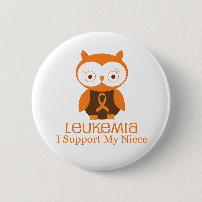 Leukaemia Orange Ribbon Button Niece (Front)