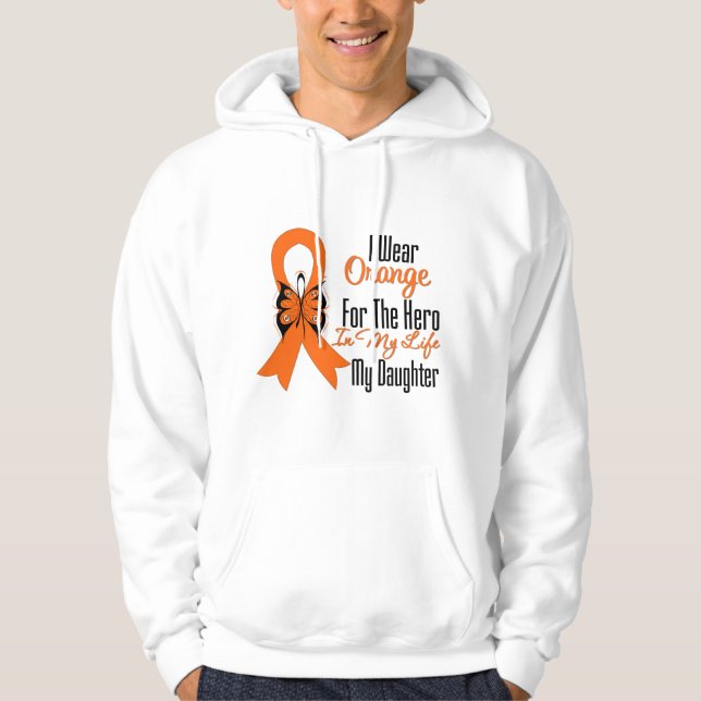Leukaemia Orange Ribbon Hero My Daughter Hoodie (Front)