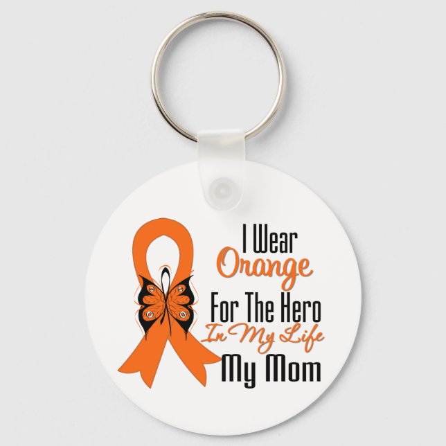 Leukaemia Orange Ribbon Hero My Mum Key Ring (Front)