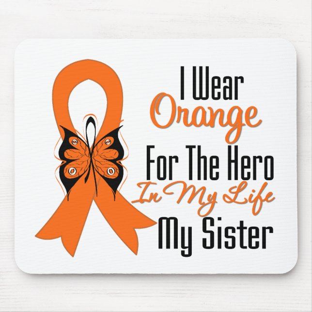 Leukaemia Orange Ribbon Hero My Sister Mouse Mat (Front)