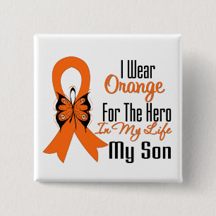 Leukaemia Orange Ribbon Hero My Son 15 Cm Square Badge