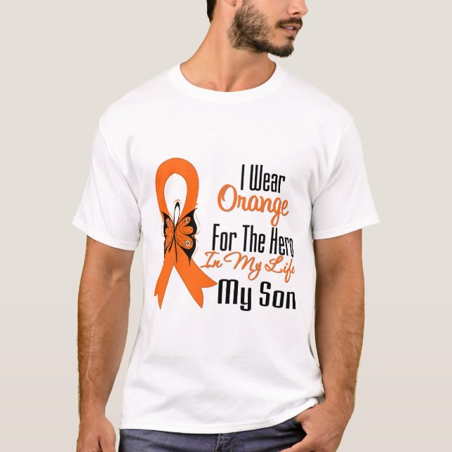 Leukaemia Orange Ribbon Hero My Son T-Shirt (Front)