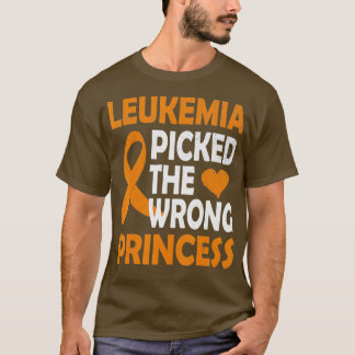 Leukaemia Picked The Wrong Princess orange Awarene T-Shirt