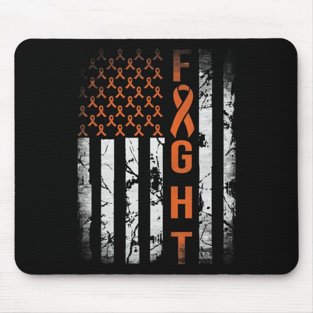 Leukaemia Ribbon Fight American Flag Leukaemia Awa Mouse Mat (Front)