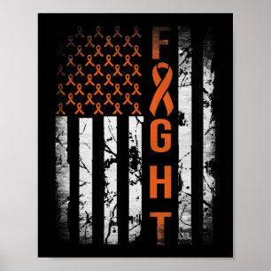 Leukaemia Ribbon Fight American Flag Leukaemia Awa Poster