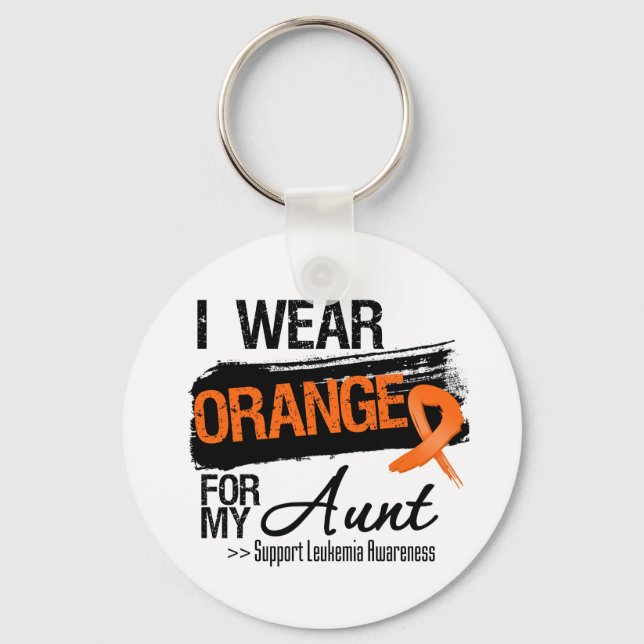 Leukaemia Ribbon For My Aunt Key Ring (Front)