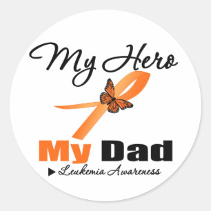 Leukaemia Ribbon My HERO My Dad Classic Round Sticker